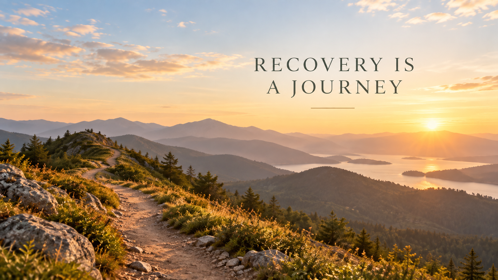 Recovery landscape with the words Recovery Is a Journey