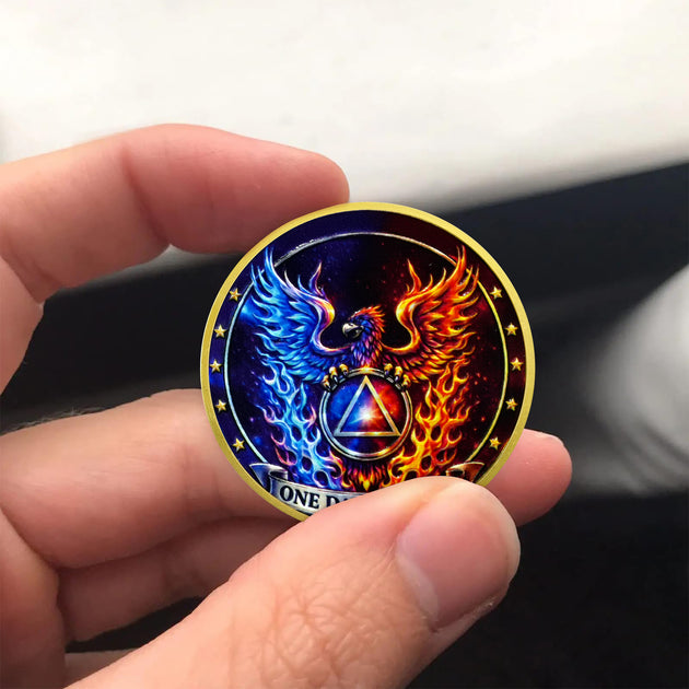 Rise Stronger Twin Flame Sobriety Coin – Atsknskgift.com