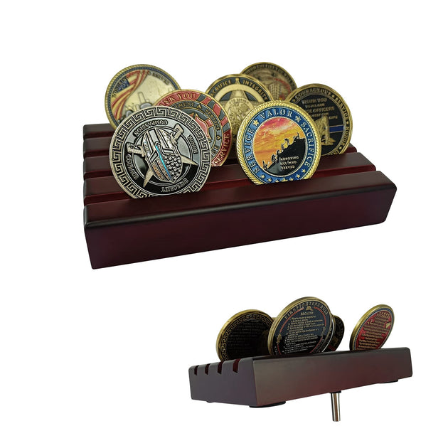 4 Row Solid Wood Small Coins Display Holder Holds 10-12 Coins ...