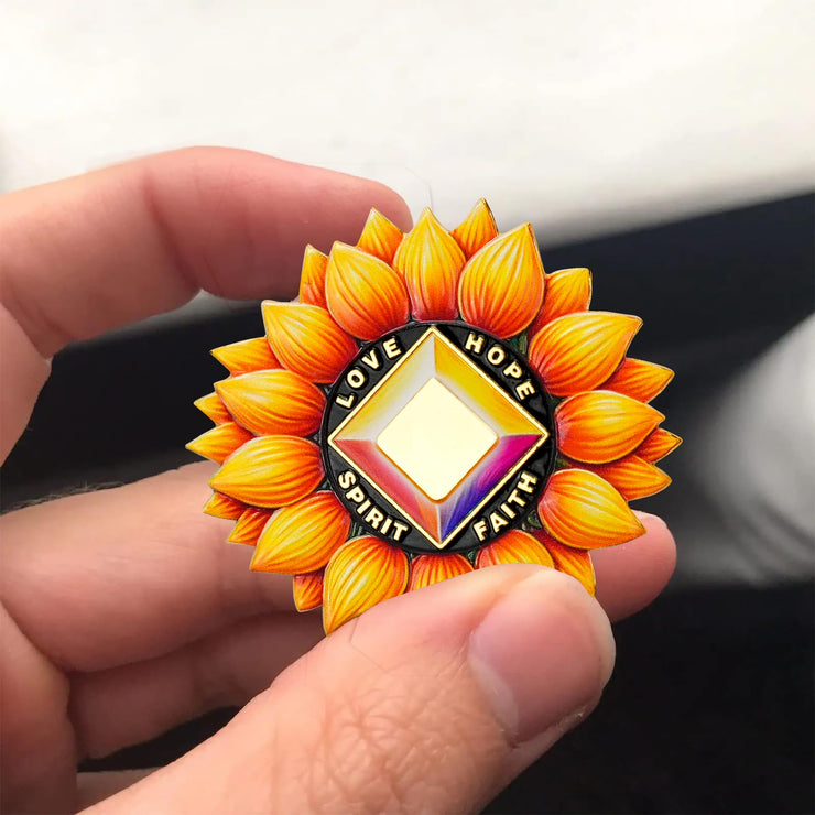 Personalized NA Clean Time Chip Sunflower Narcotics Anonymous Medallio ...