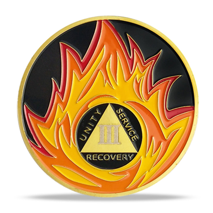 Flames Triangle 1 to 3 Year Recovery Sobriety Coin AA Chip ...